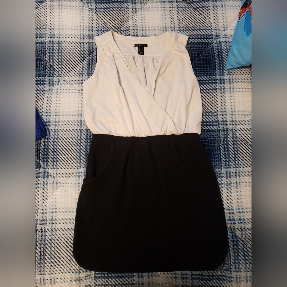 Mango Black and White Mini Dress
